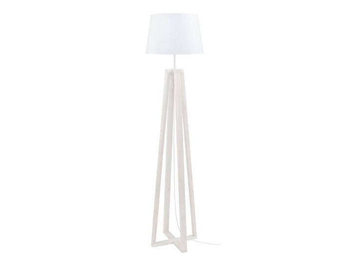 Lampadaire bois abat-jour tissu blanc