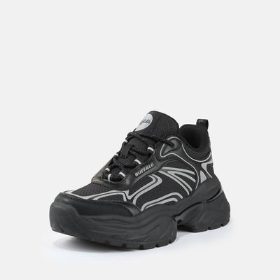 Plateausneaker BUFFALO "CLAW", Damen, Gr. 36, schwarz-weiß (schwarz), Lederimitat, Textil, Schuhe Plateausneaker, Chunky-Sneaker, Freizeitschuh in cooler Streetwear-Optik