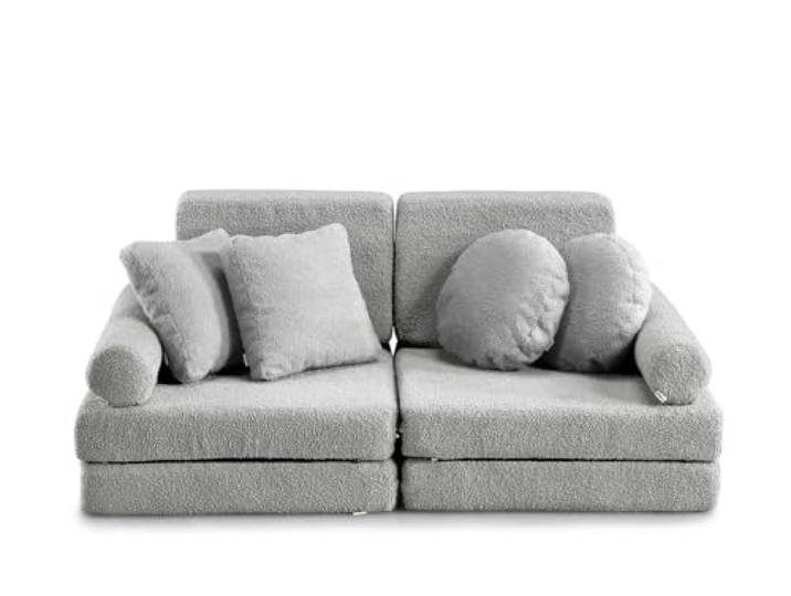 Gutekissen® Kindersofa Ausklappbar - Montessori Spiel- und Ruhesofa für das Kinderzimmer - Multifunktionales Sofa für Kinder (Hellgrau)