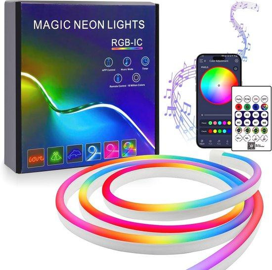 RGB LED Strip 2m met Bluetooth en Muzieksynchronisatie - Waterdicht en Flexibel