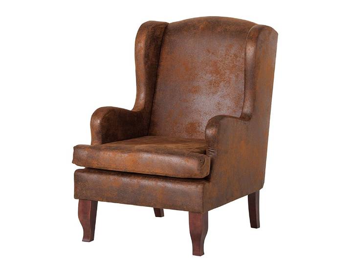 Fauteuil à oreilles Marron Microfibre 70 x 106 x 82cm