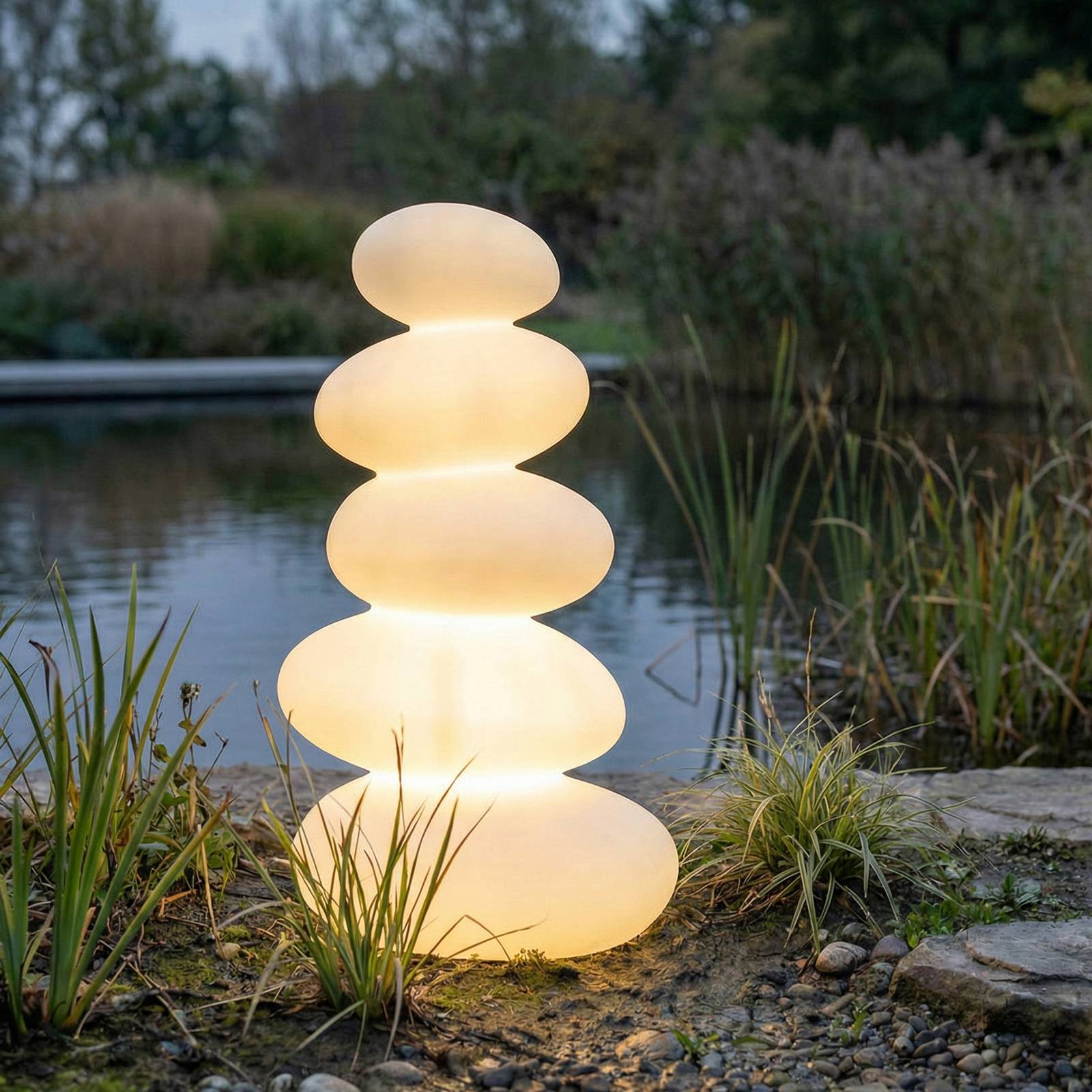 Lucande LED-Terrassenlampe Soriel, weiß, 72cm, stepdim, IP54 Soriel Lucande, dimmbar, weiß / opal, Kunststoff, Modern