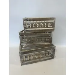 Holzkiste HOME (LBH 33x25x15 cm) - braun - LBH 33x25x15 cm