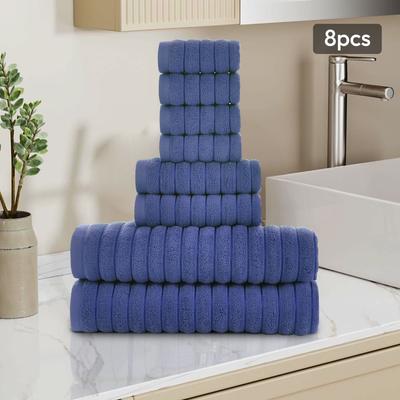 JML 8 Piece Oversized Bath Towel Set, 100% Cotton Bath Towels, Highly Absorbant Bordered Towels