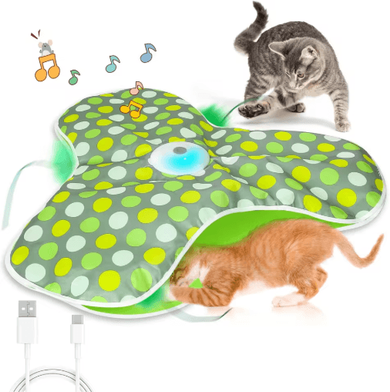 Inspire Picks Interactive Hide & Seek Cat Toy Motion Activated Squeaky Mouse & Feather Teaser For Cats green