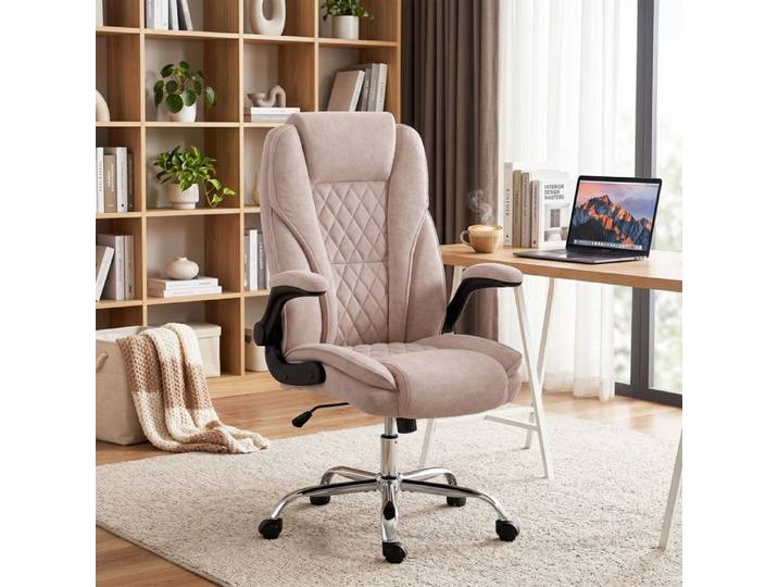 Fauteuil de bureau chaise bureau ergonomique hauteur réglable accoudoirs relevables 70 x 70 x 114-122 cm rose