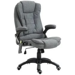 OKWISH Massagesessel Bürostuhl ergonomisch 120x68x72 cm Dunkelgrau mit Massage und Heizfunktion, höhenverstellbar, 130 Grad Neigung, 360 Grad drehbar