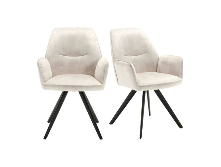 Fauteuil de table écru design moderne (lot de 2)
