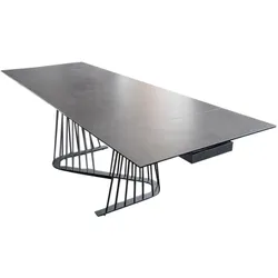 AUSZIEHTISCH ELOISE Schwarz Metall, Glas