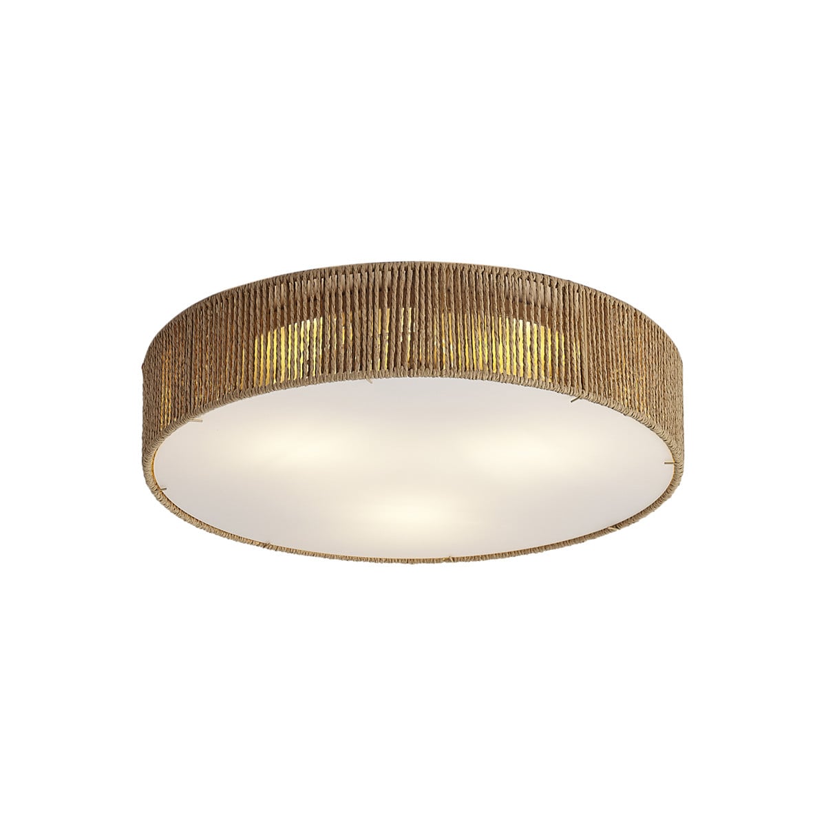 Qazqa Japandi plafondlamp beige met rattan en metaal, 3-lichts, Diameter: 46 cm