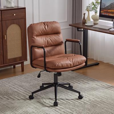 Ostweer Modern Office Chair, Mid-Back Office Chair, PU Leather Computer Chair with 360° Swiveling Seat, for Living Room, Bedroom