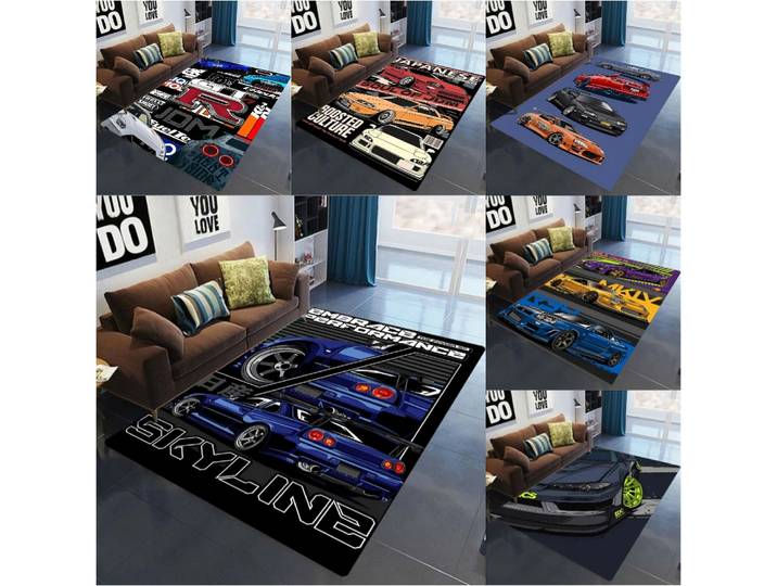 GT-R Carpet for Men's Bedroom Game Room NonSlip Rug J-JDM Racing Style Floor Mat Living Room Decor Car Fan Gift Idea Men Cave