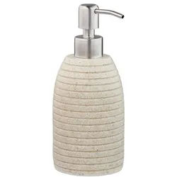 Relaxdays 2x Edelstahl-Seifenspender gerillt, Sand Beige,Silber