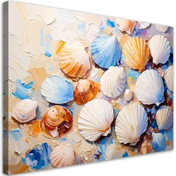 LEINWANDBILD Muscheln Strand Sand wie gemalt 100x70cm