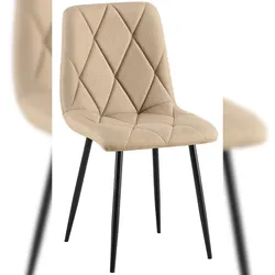 Décoshop26 - Esszimmerstuhl x1 Komfort und zeitlose Eleganz in taupefarbenem Samt und Metall 10_0007153