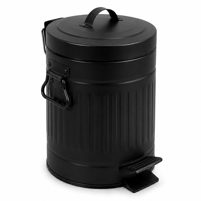 Relaxdays Badkamer prullenbak met pedaal, 3 liter, zwart, softclose
