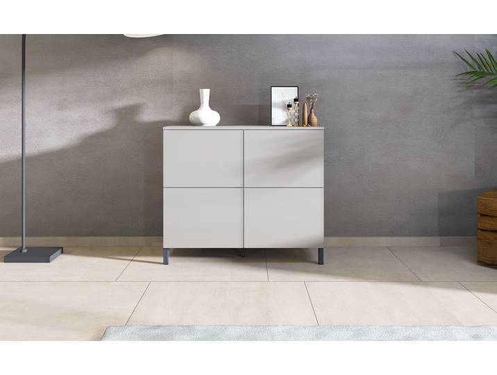 Kommode BORCHARDT MÖBEL Haama, Sideboard mit Metallfüssen, Push-to-open-Technik, Breite 93 cm , beige (kaschmir), B:93cm H:80cm T:35cm, Holzwerkstoff, Sideboards, Kommode, Drucköffner (Push-To-Open), höhenverstellbarer Einlegeboden