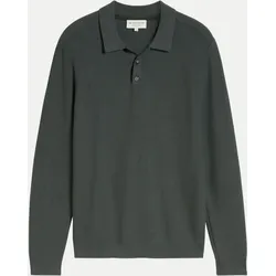 Langarm Strick-Poloshirt Grau XXL