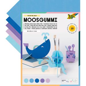 Folia Moosgummi 231093, Ton in Ton Mix, 20 x 29 cm, 5 Blautöne sortiert, 2 mm Stärke, 10 Blatt
