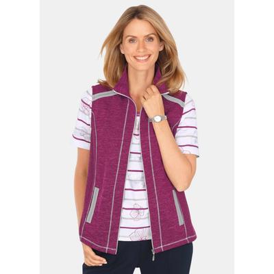Kurzweste GOLDNER "Freizeitweste aus wärmenden Strickfleece mit Stehkragen", Damen, Gr. 42, lila (cyclam, meliert), Obermaterial: 100% Polyester PES., normal, Westen, seitliche Einsätze aus elastischer Rippenware