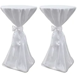 DELUKE Tischhusse 2er Set ADAU Stehtischhusse weiß 80 cm | Hussen elastisch Stehtischhusse Stehtisch-Abdeckung