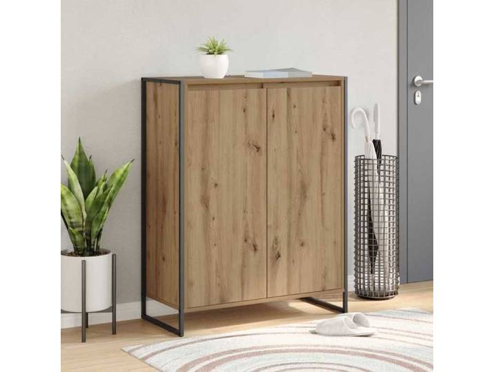 Cabinet rangement Marron - Cabinet à chaussures - avec porte Chêne artisan 79x36x100 cm A15401