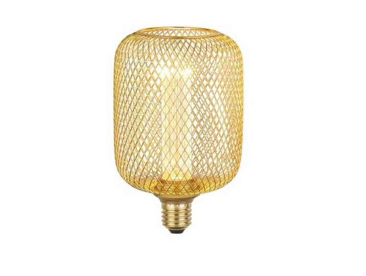 Ampoule LED deco metal dore effet grille tambour E27 240V 3.5W 120lm 1800K