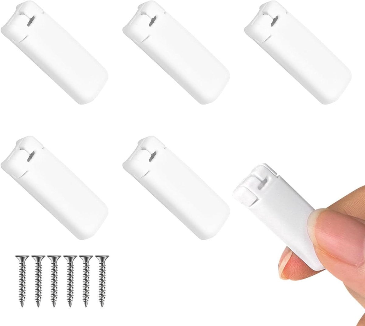Set van 6 witte kunststof spanschoenen klemdragers voor het repareren van plissé raambekleding