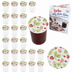 MamboCat 24er Set Sturzglas 435 ml mit TO 82 Schraub-Deckel Wald-Erdbeere I Einmachgläser + Diamant-Zucker-Rezept-Heft I Vorratsgläser einkochen