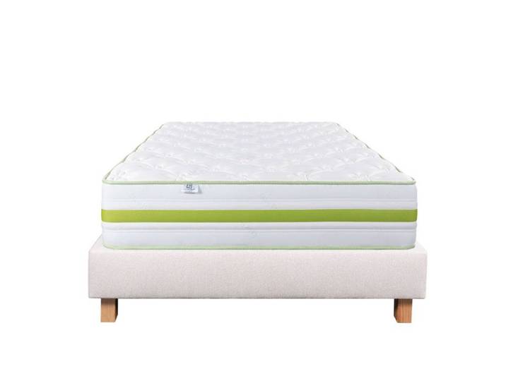 Ensemble Matelas 90x190 cm Rêverie 30 cm mémoire de forme ferme face été/hiver + sommier beige ep20cm