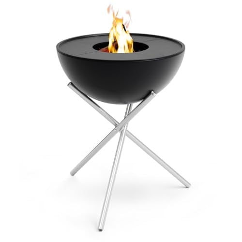 Höfats BOWL 70 Plancha Set Hoog - Zwarte Geëmailleerde Stalen Vuurkorf met 2 Grillplaten - Ø 70 cm