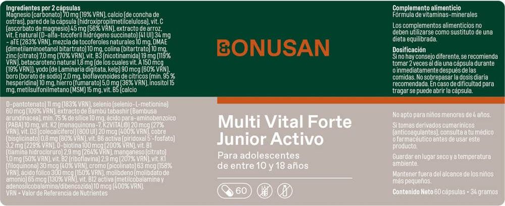 Bonusan Multi Vital Forte Junior Activo 60 caps