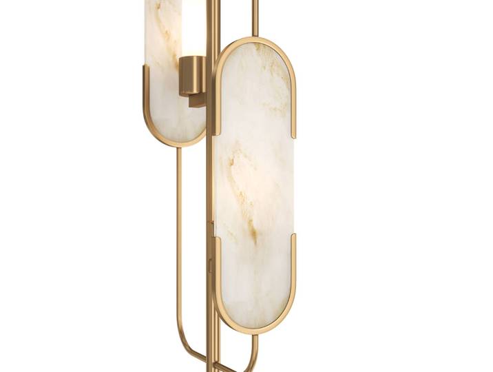 Vloerlamp Marmo, messing / goud, Woon-/ Eetkamer, metaal, vloerlamp