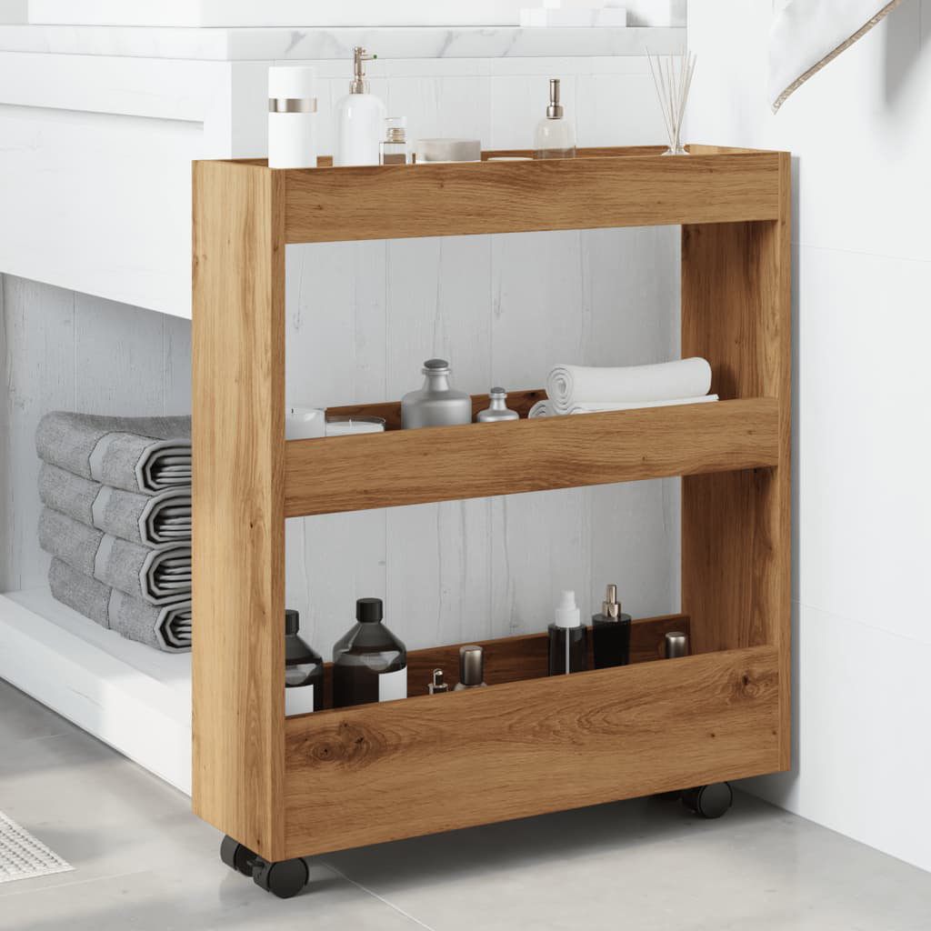 17 Stories Bar Cart Artisan Oak 70cm H X 60cm W X 18cm D
