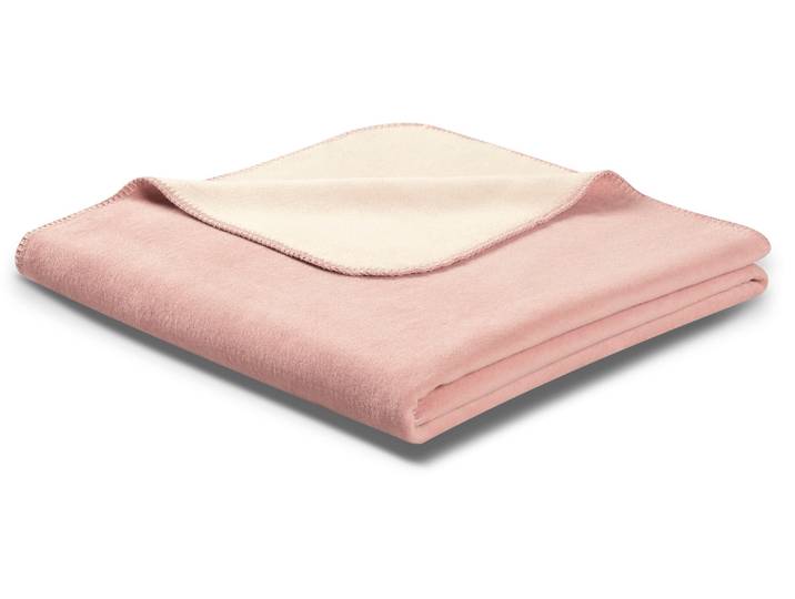Wohndecke BIEDERLACK Doubleface , rosa (lotus, pergament), B:150cm L:200cm, Baumwolle, Polyacryl, Polyester, Wohndecken, Wohndecke, mit geketteltem Zierstich