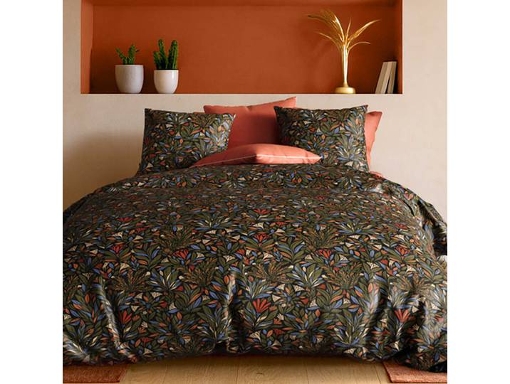 Parure housse de couette coton imprimée + taie 140x200 cm
