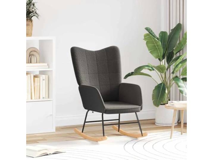 IBUQDDV Schaukelstuhl Dunkelgrau mit Sherpa-Stoff und Armlehnen, Metall Weicher Sherpa-Stoff, stabile Wippmechanik, gepolsterte Armlehnen, moderne Optik, vielseitig einsetzbar, einfache Montage