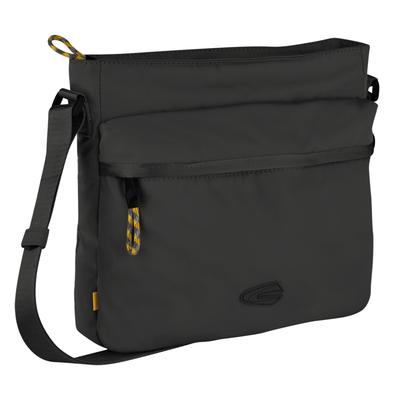 Umhängetasche CAMEL ACTIVE "Terra", Herren, Gr. B/H/T: 25cm x 25cm x 7cm, schwarz, Polyester, clean, gepflegt, kontrastfarbene Details, Taschen Umhängetasche, aus recyceltem Nylon und voluminös aufgesetzten Taschen