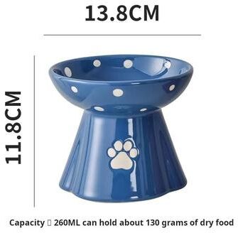 Uplifted Finds Ceramic Elevated Pet Bowl Tall Design For Cats And Dogs blue