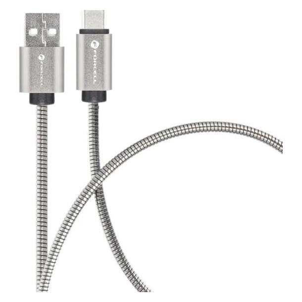 Forcell Cable F-ENERGY Metal C234 cable USB A to Type C QC4.0A 3A 66W 2 m silver (2 m, 66 W) (C234-20)