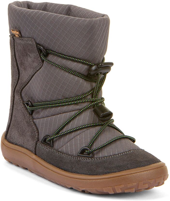 Barfussschuh FRODDO "BAREFOOT TEX TRACK", Jungen, Gr. 25, grau, Textil, Veloursleder, Schuhe Barfussschuh, Snowboots, Winterstiefel mit TEX-Membrane grau 25