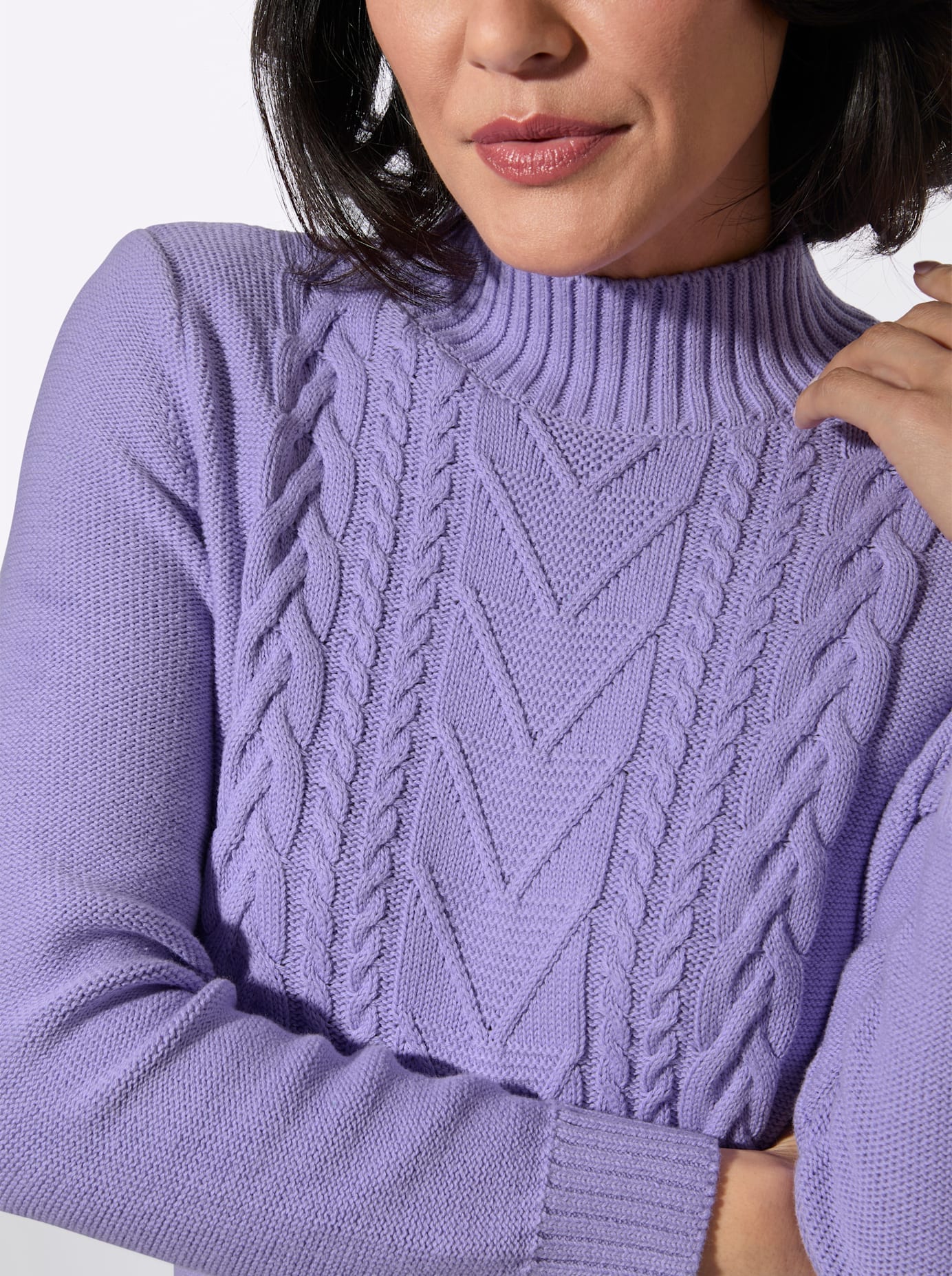 Longpullover CASUAL LOOKS "Longpullover", Damen, Gr. 54, lila (lavendel), 100% Baumwolle, unifarben, Pullover Longpullover lavendel 54
