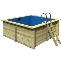 Karibu Rechteck Pool Gr. 1 - 350 x 320 cm - kesseldruckimprägniert Sparset mit Filteranlage Grundkörper ohne Terrasse