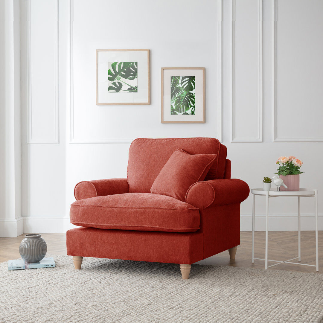 Three Posts Longfellow Upholstered Armchair Apricot 83cm H X 105cm W X 95cm D