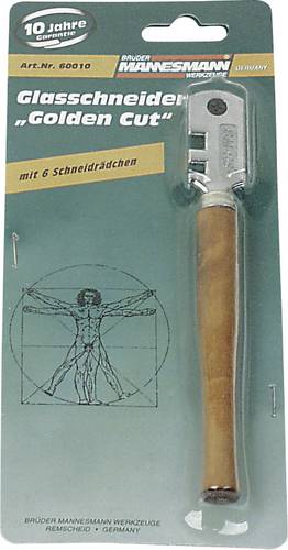 Brüder Mannesmann M60010 Glasschneider, "Golden Cut", mit 6 Rädchen