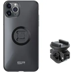 SP Connect Komplettpaket Moto Bundle am Rückspiegel montiert - iPhone 11 Pro Max