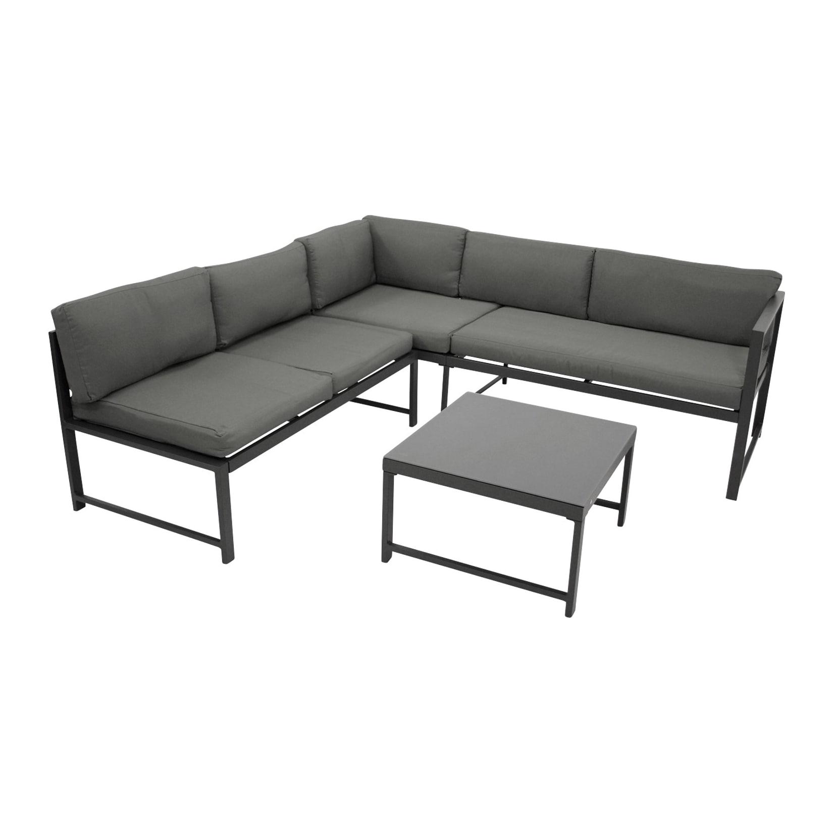 Funktions Lounge Set MONTANA, Aluminium dunkelgrau, Polster grau