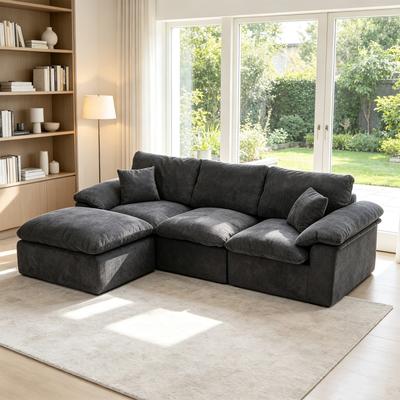 Loedds 102.3-Inch Chenille L-Shaped Modular Sectional Sofa with Ottoman & Pillows & Deep Seats