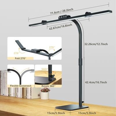 Inspired Finds Architect LED Desk Lamp With Clamp 24W Ultra Bright Auto Dimming Eye Caring Table Light desktop Base Gooseneck Lamp