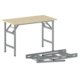 Klapptisch FAST READY, 120x60 cm, graues Metallgestel, Birke